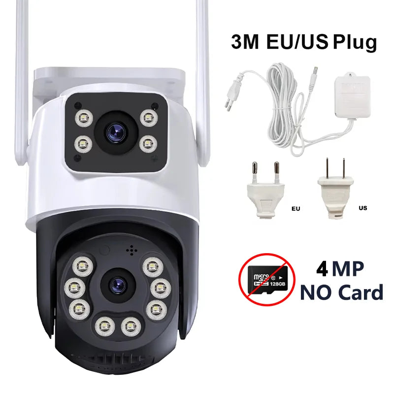 KKOREX Outdoor 8MP 4K Wifi PTZ CCTV Two Way Audio Camera Dual Lens Dual Screen AI Auto Tracking IP Video Surveillance Camera