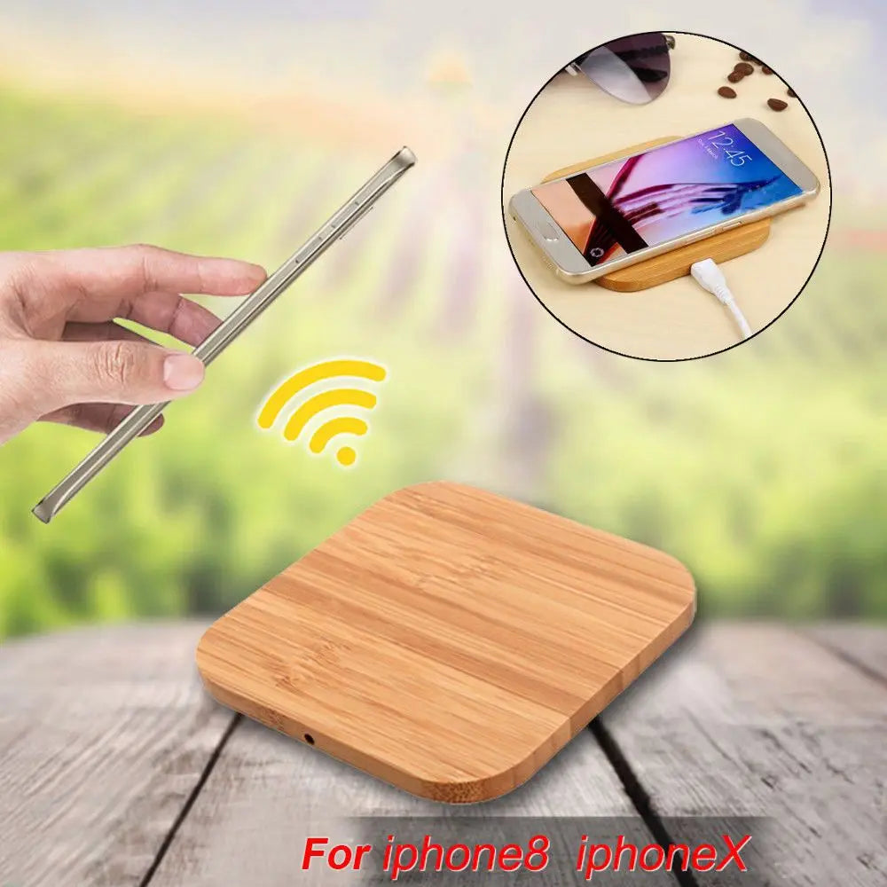 Portable Wireless Charger Charging Slim Wood Pad For 8/ 8 Plus/ X Smart Phone Wireless Charger Pad For S7