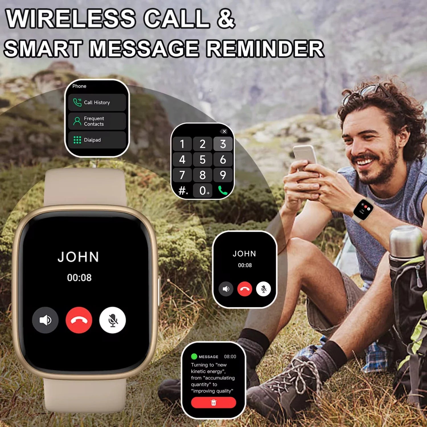 Alexa Smart watch, wireless calling /dial, calling reminder and rejection, SMS reminder, Custom Wallpaper, /Andriod