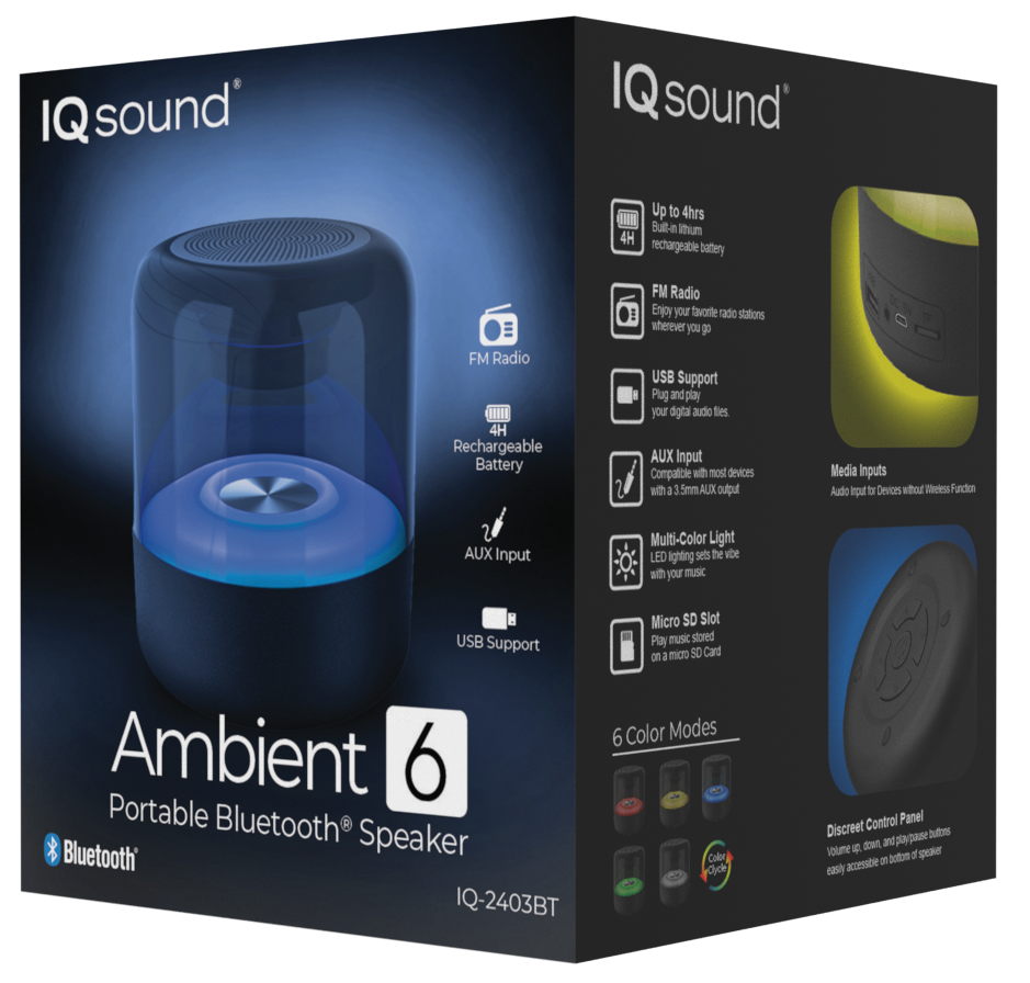 Supersonic Ambient 6" Portable Bluetooth Speaker with FM Radio & 4 Hrs