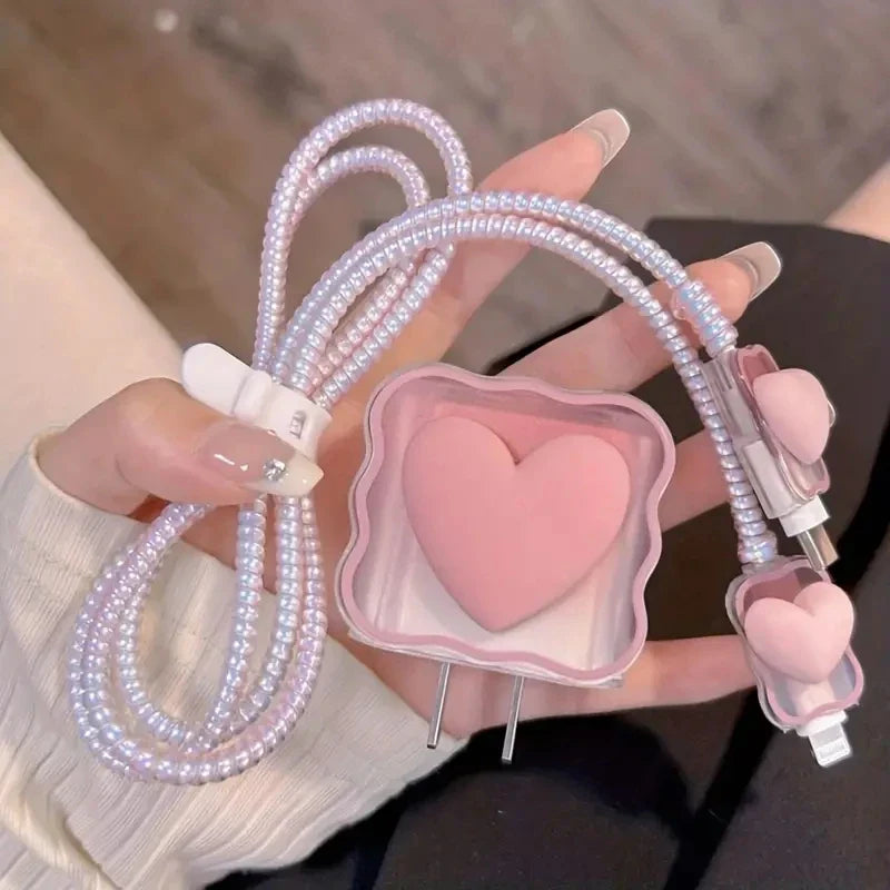 Changeable Charging Head Protective Cover Pink Lightweight Charger Protector For Iphone Portable Cute Mobile Phone Charger Cover