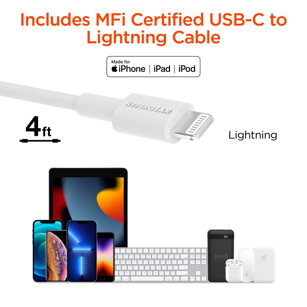HyperGear 25W PD Fast Car Charger Kit with USB C Cable