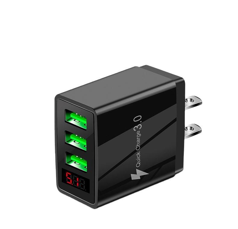3-Port USB Quick Wall Charger with LED Display