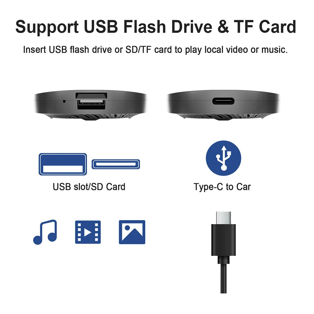 LEXXSON 3-in-1 CarPlay AI Box – Android 13, Wireless Android Auto, USB TV Adapter