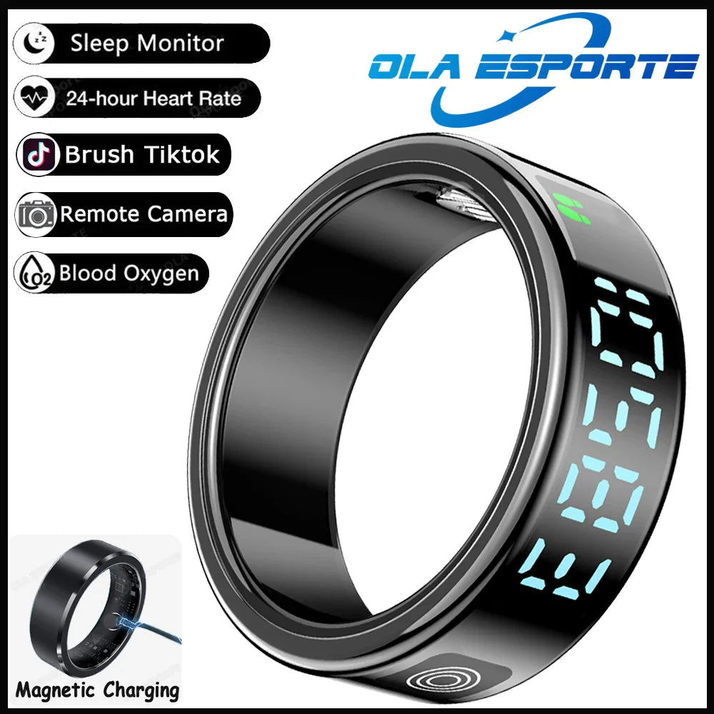 New Display Screen Smart Ring For Xiaomi Samsung Ring Gesture Swipe Video/Brush Tiktok Health Monitor 5ATM Waterproof Smartring