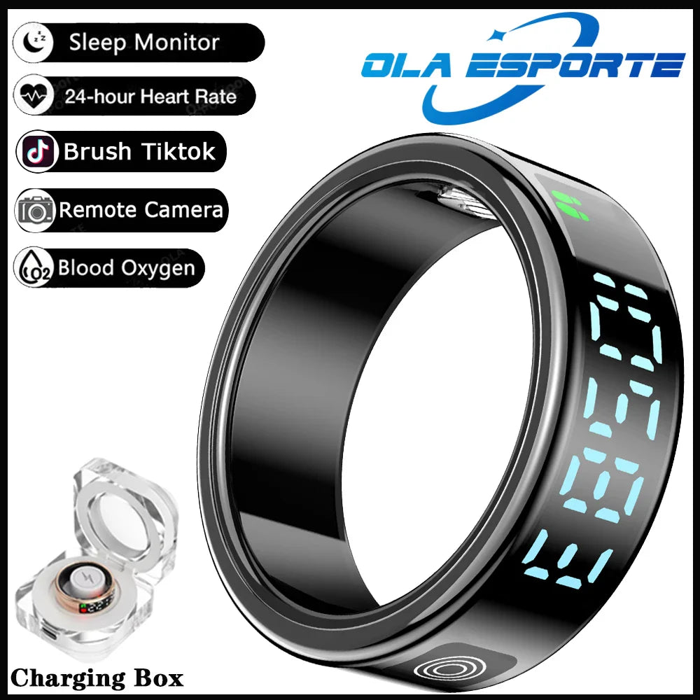 New Display Screen Smart Ring For Xiaomi Samsung Ring Gesture Swipe Video/Brush Tiktok Health Monitor 5ATM Waterproof Smartring