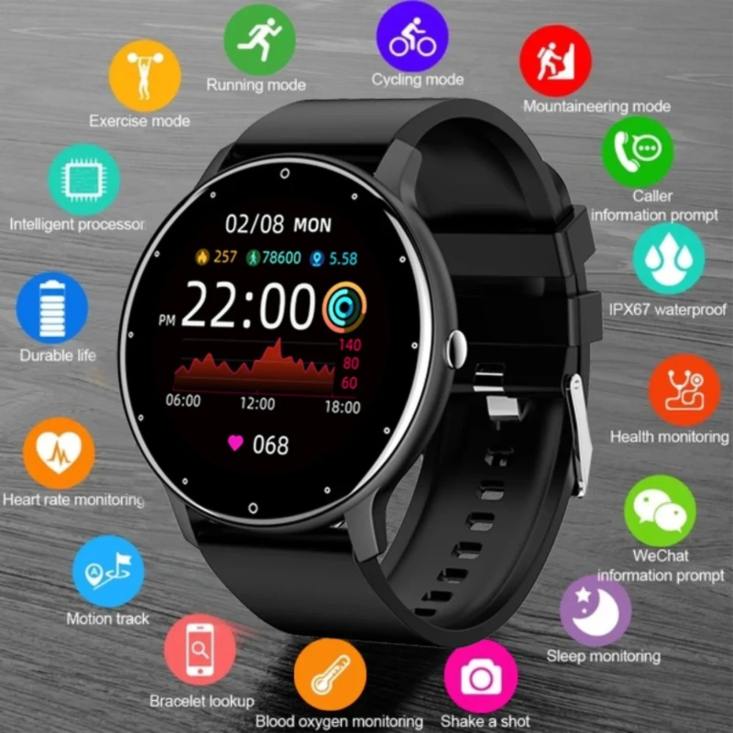 2023  Smart Watch Men Full Touch Screen Sport Fitness Watch IP67 Waterproof Bluetooth For Android Ios Smartwatch Men+Box