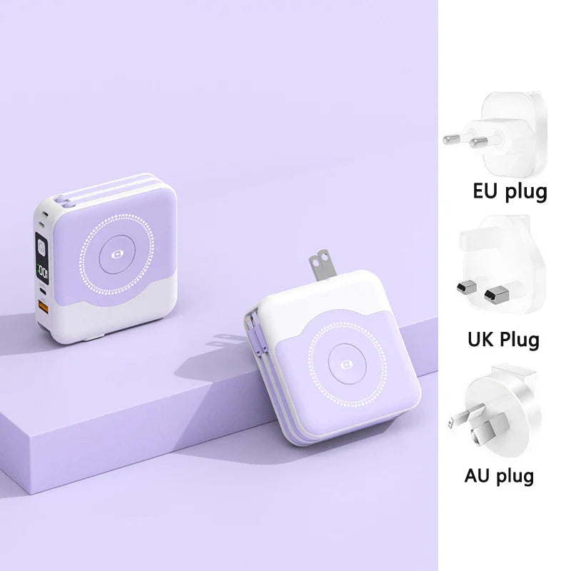 6 in 1 15W Magnetic Wireless Power Bank 22.5W Fast Charging Wall Charger for iPhone iwatch Samsung Powerbank with AC Plug Cable