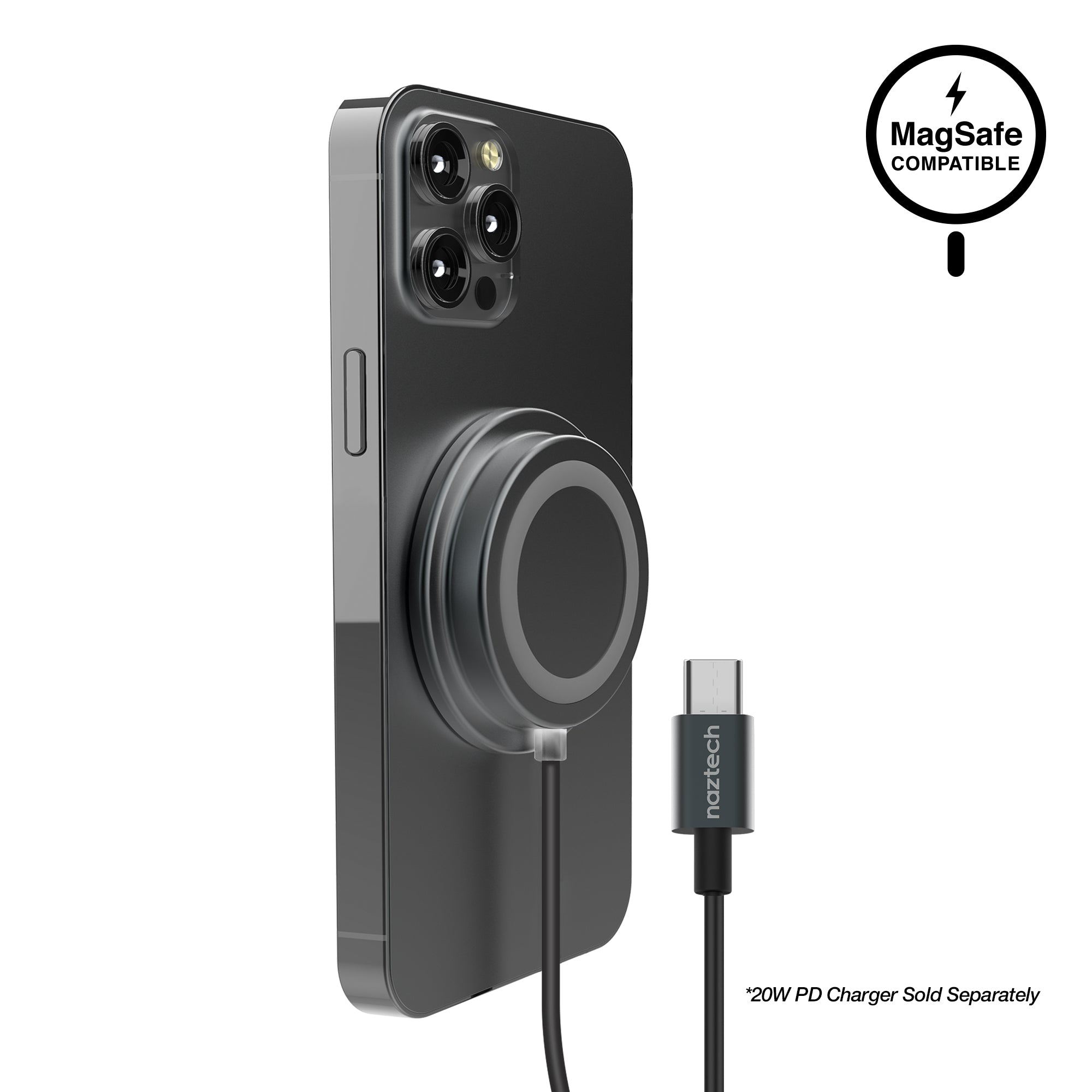 Naztech Alloy Magnetic 15W Wireless Fast Charger Black (15438-HYP)