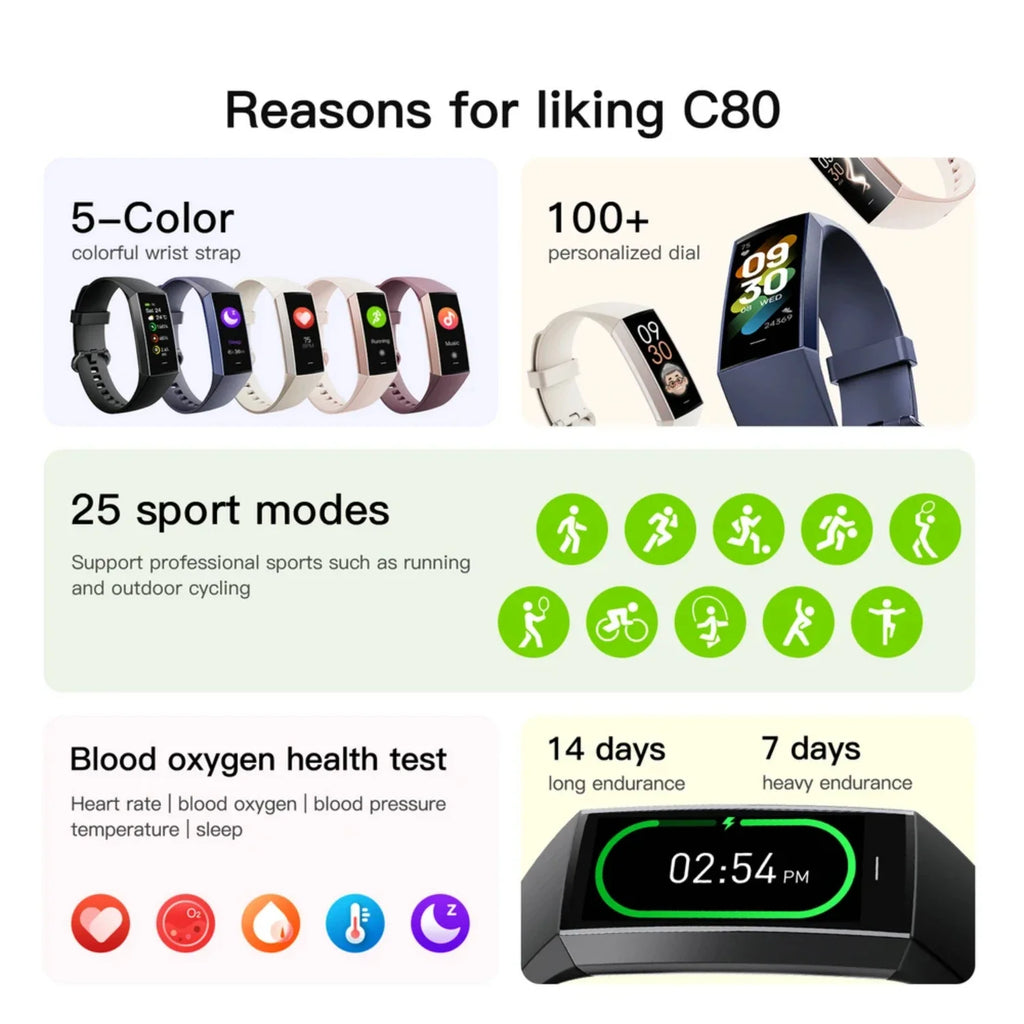 1.1"  Smart Watch  Man Women 2024 Fitness Bracelet Sport Band Waterproof Connected Tracker Smartwatch