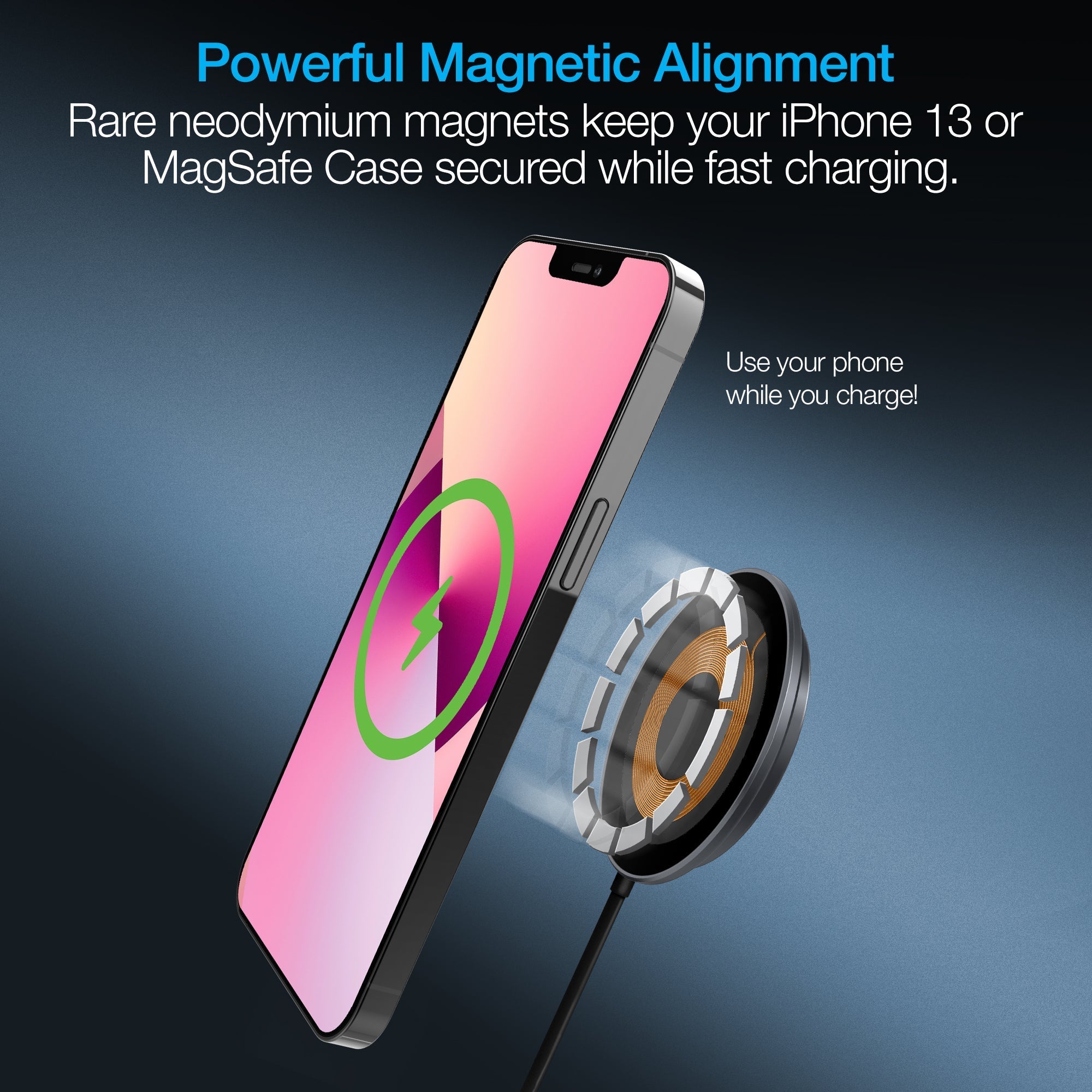 Naztech Alloy Magnetic 15W Wireless Fast Charger Black (15438-HYP)