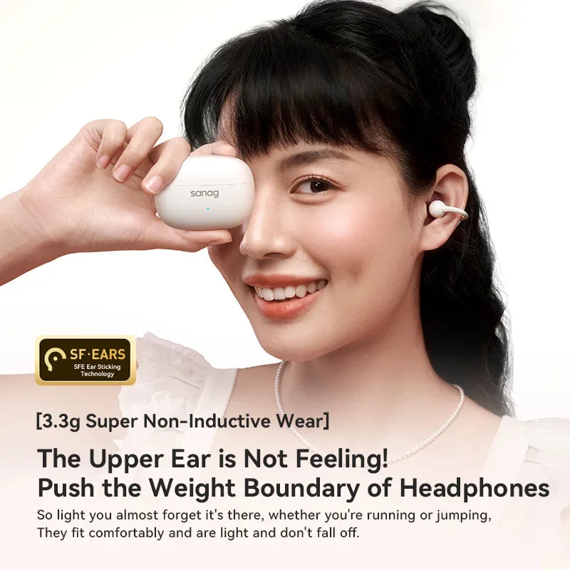 Sanag Z37 Open-Ear Bluetooth Earphones – AI Audio, Ear Clip Design, Sports-Ready