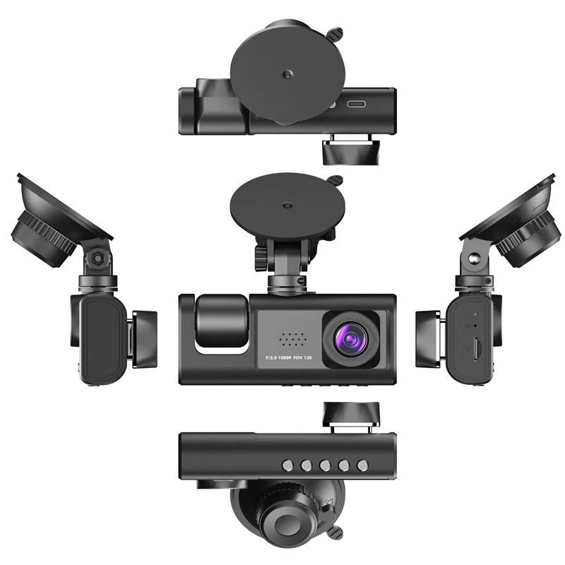 1080P Triple Lens Dash Cam with Front, Rear & Cabin Cameras