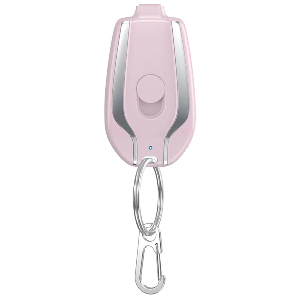 Portable Keychain Charger 1500mAh Wireless Mini Battery Pack Fast Charging Backup Power Bank Type-C For iPhone Android Devices