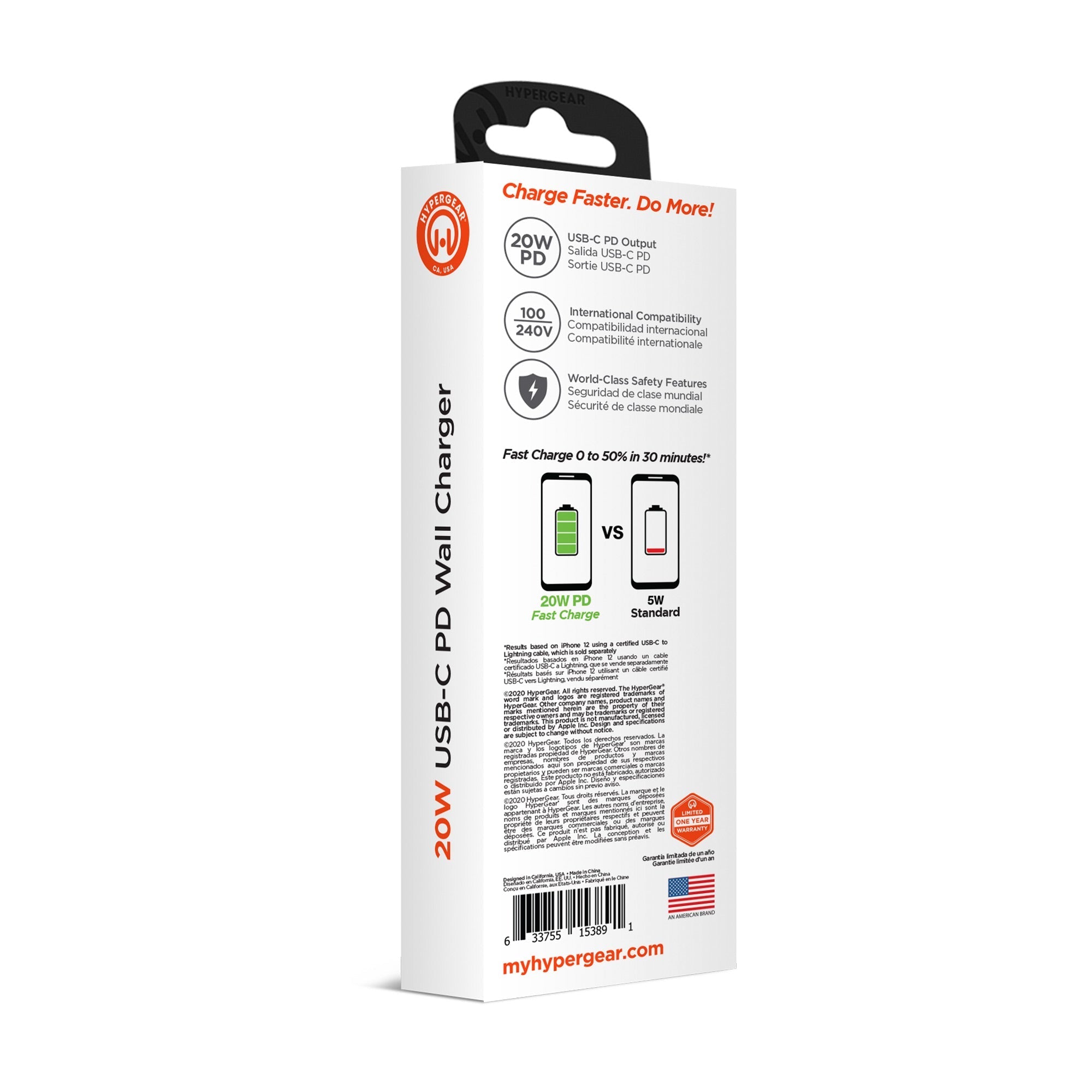 HyperGear 20W USB-C PD Wall Charger White (15389-HYP)