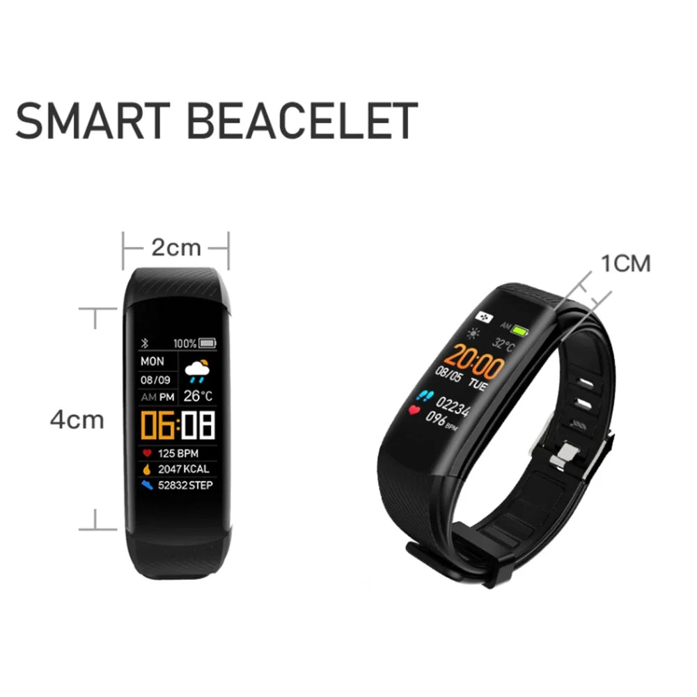 FLLF Fitness Bracelet Blood Pressure Measurement Pedometer Smart Band Heart Rate Monitor Waterproof Health Tracker Watch A