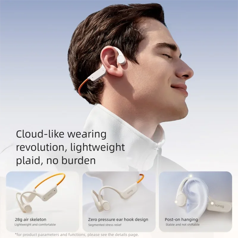 Sanag B33S Bone Conduction Earphones – AI Bluetooth, 32GB MP3, IPX8 Waterproof
