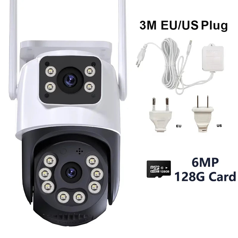 KKOREX Outdoor 8MP 4K Wifi PTZ CCTV Two Way Audio Camera Dual Lens Dual Screen AI Auto Tracking IP Video Surveillance Camera