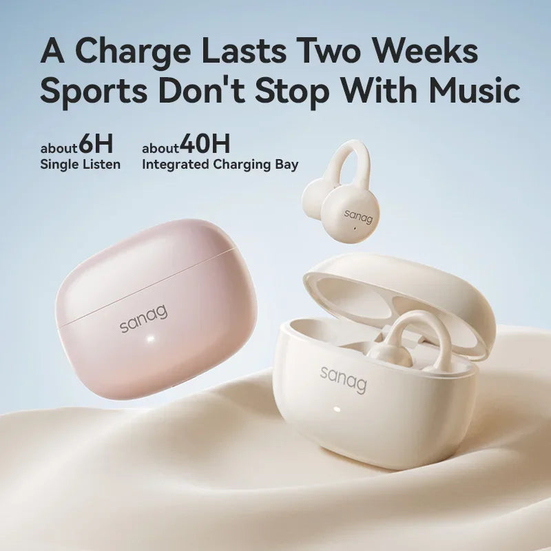 Sanag Z37 Open-Ear Bluetooth Earphones – AI Audio, Ear Clip Design, Sports-Ready