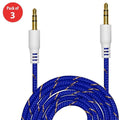3.5mm Nylon Tangle-Free Auxiliary Audio Cord Cable - 3 ft. (pack of 3)