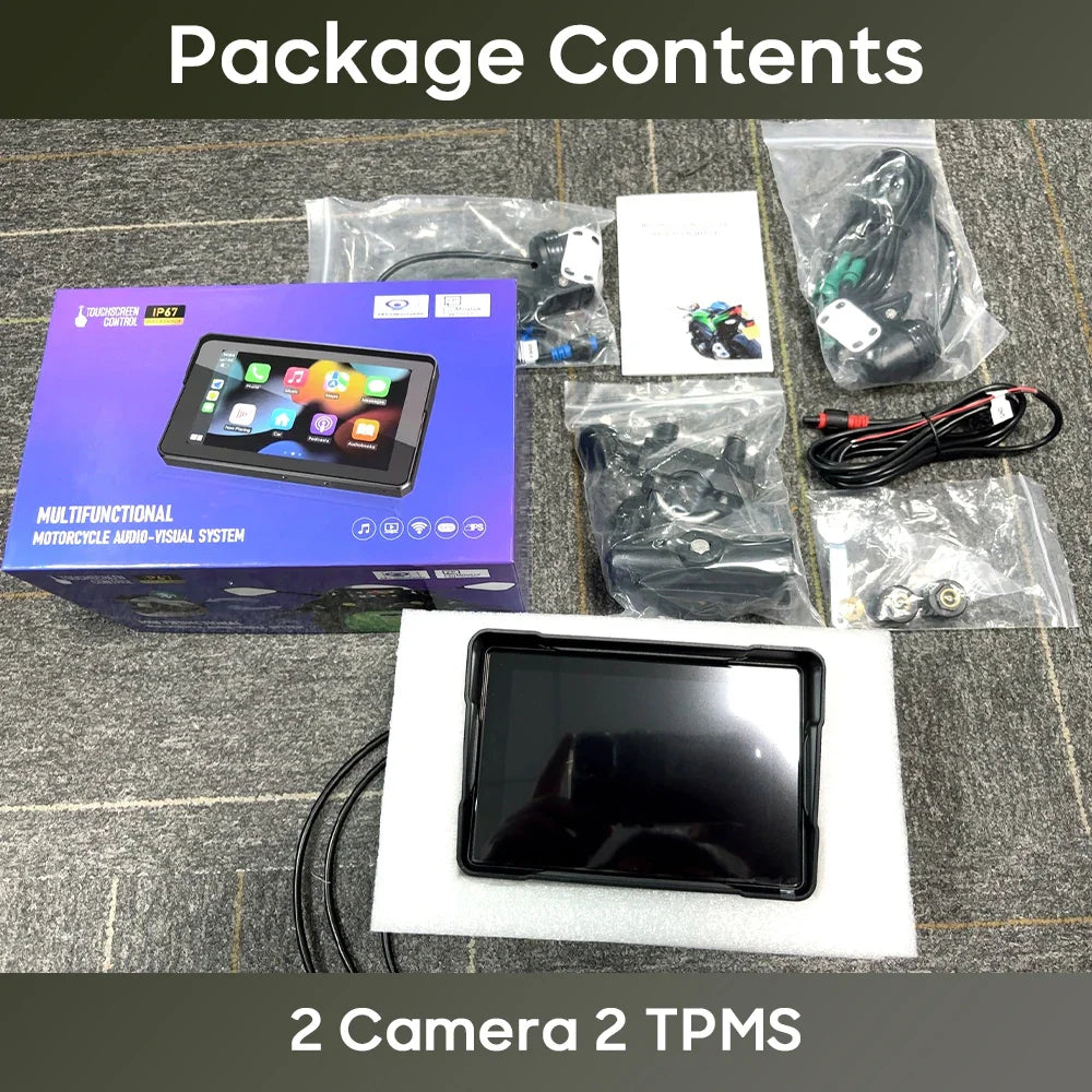 5 Inch Motorcycle Carplay GPS Waterproof Android Auto For Moto Multimedia Digital Dashboard Display Screen Dash Cam Monitor Bike