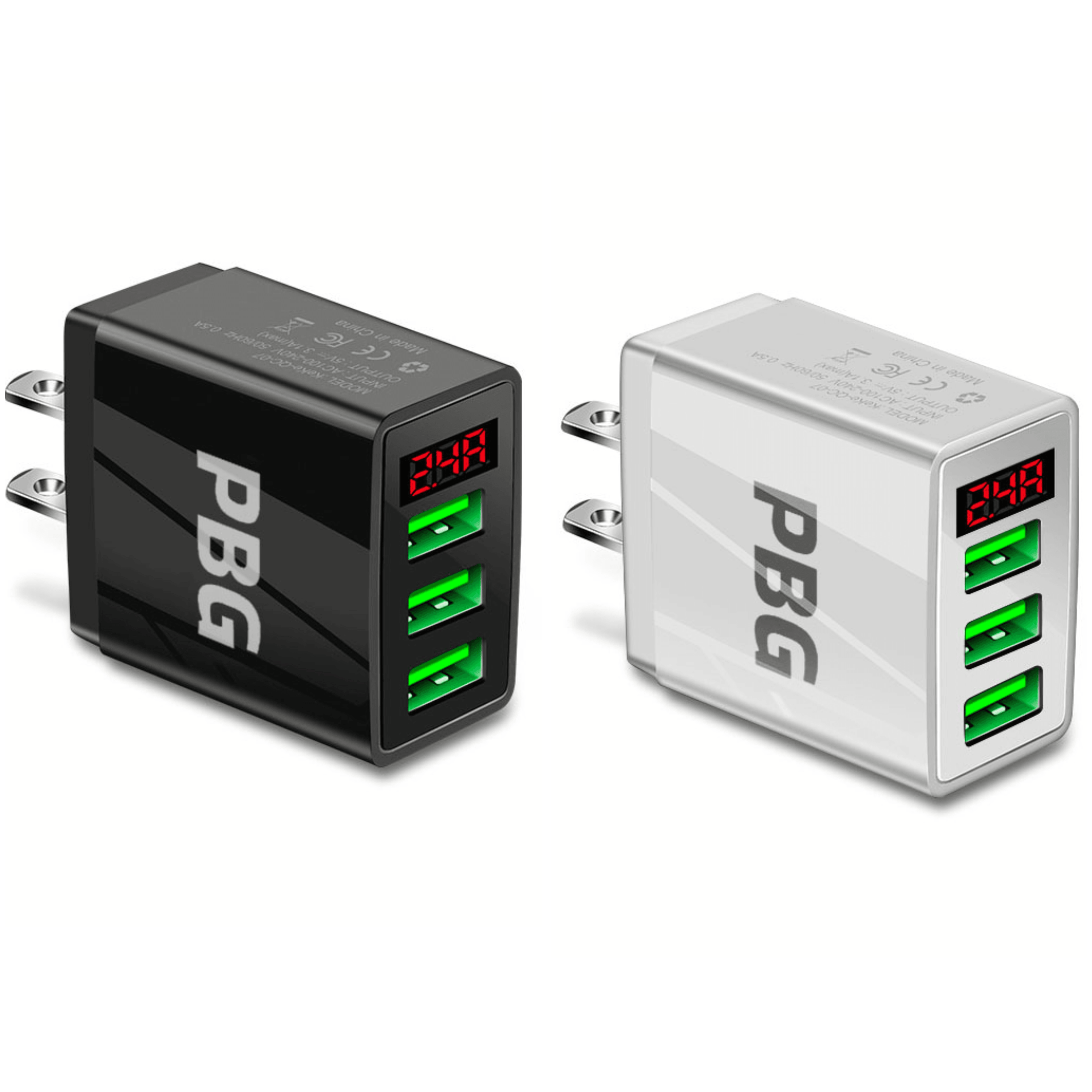 3-Port USB Quick Wall Charger with LED Display