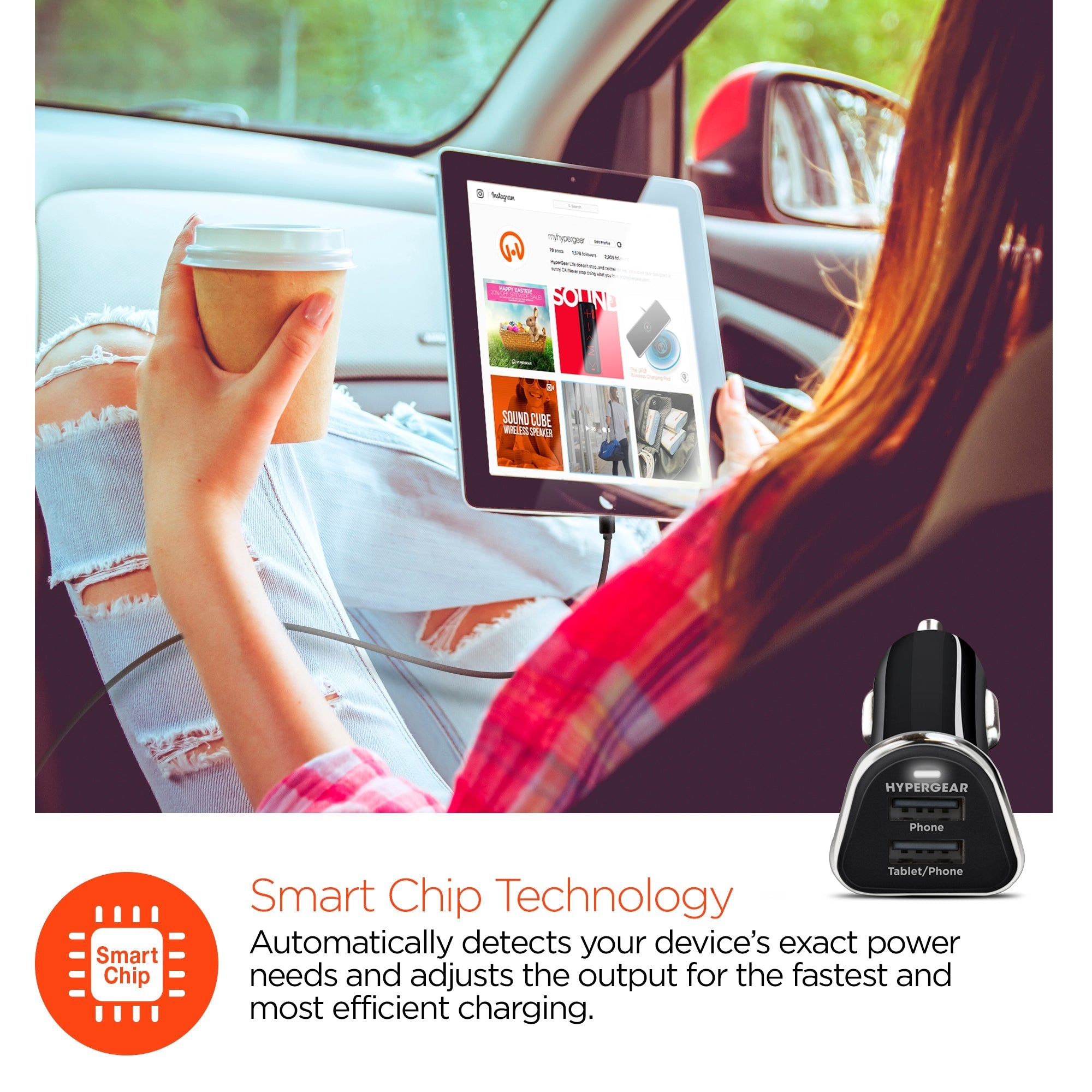 HyperGear Hi Power Dual USB Car Charger 3.4A Fast Charging