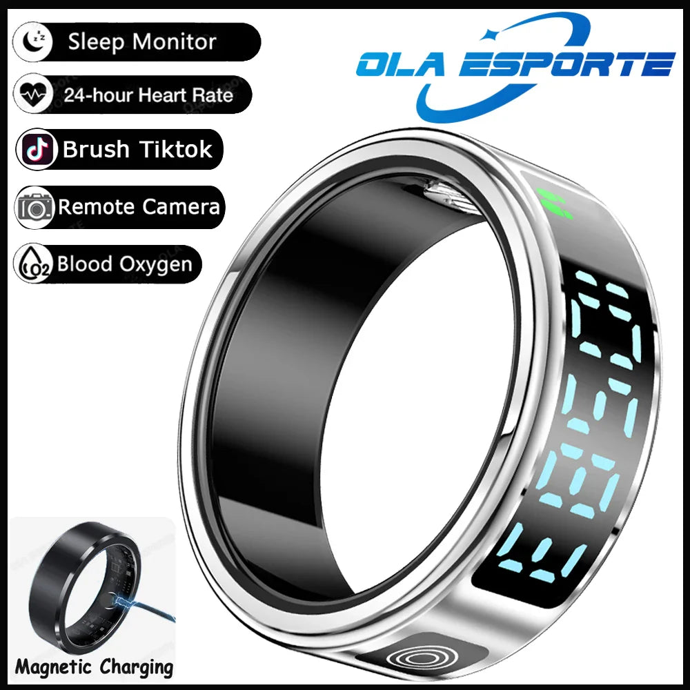 New Display Screen Smart Ring For Xiaomi Samsung Ring Gesture Swipe Video/Brush Tiktok Health Monitor 5ATM Waterproof Smartring