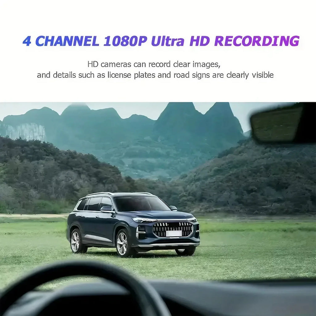 STONEGO 4 Lens 1080P Dash Cam Full HD, Wide Angle, Loop Recording, IPS Display