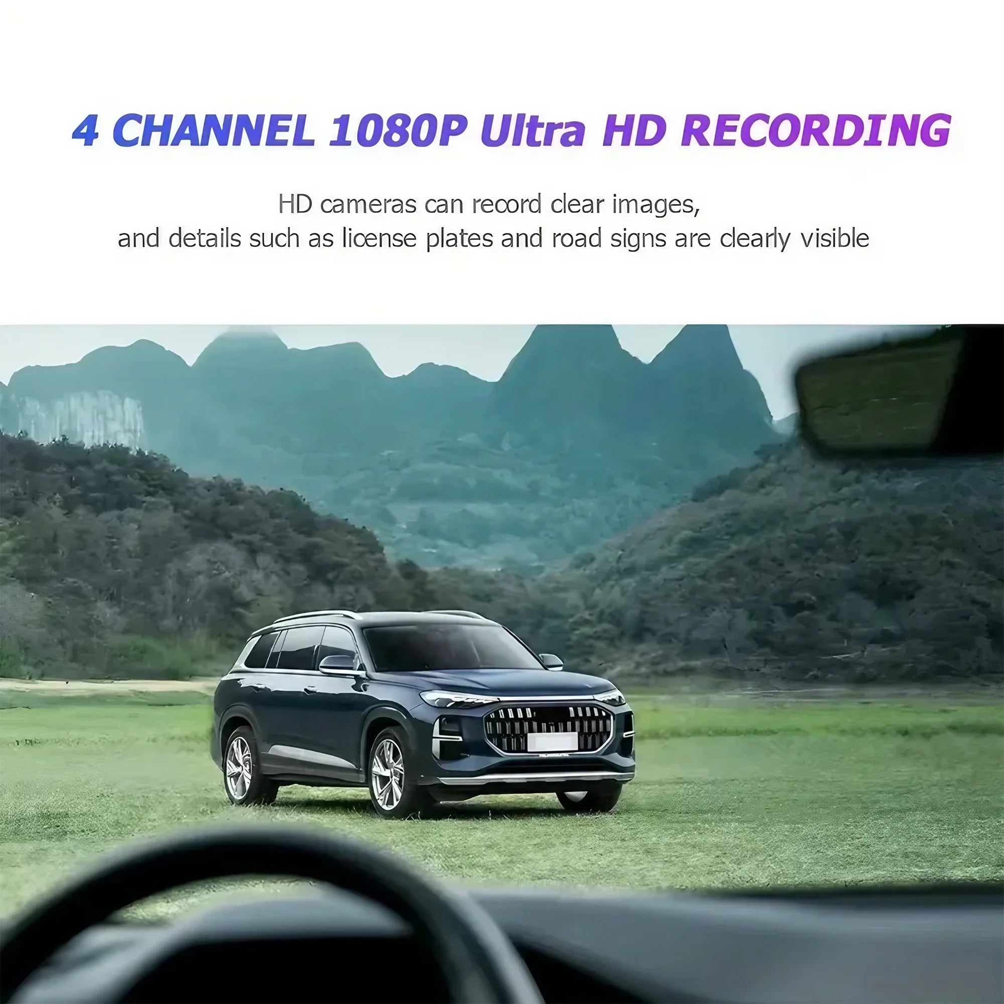 STONEGO 4 Lens 1080P Dash Cam Full HD, Wide Angle, Loop Recording, IPS Display
