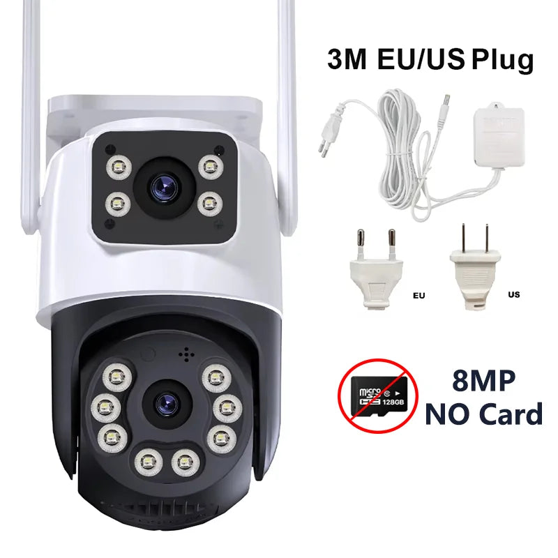 KKOREX Outdoor 8MP 4K Wifi PTZ CCTV Two Way Audio Camera Dual Lens Dual Screen AI Auto Tracking IP Video Surveillance Camera