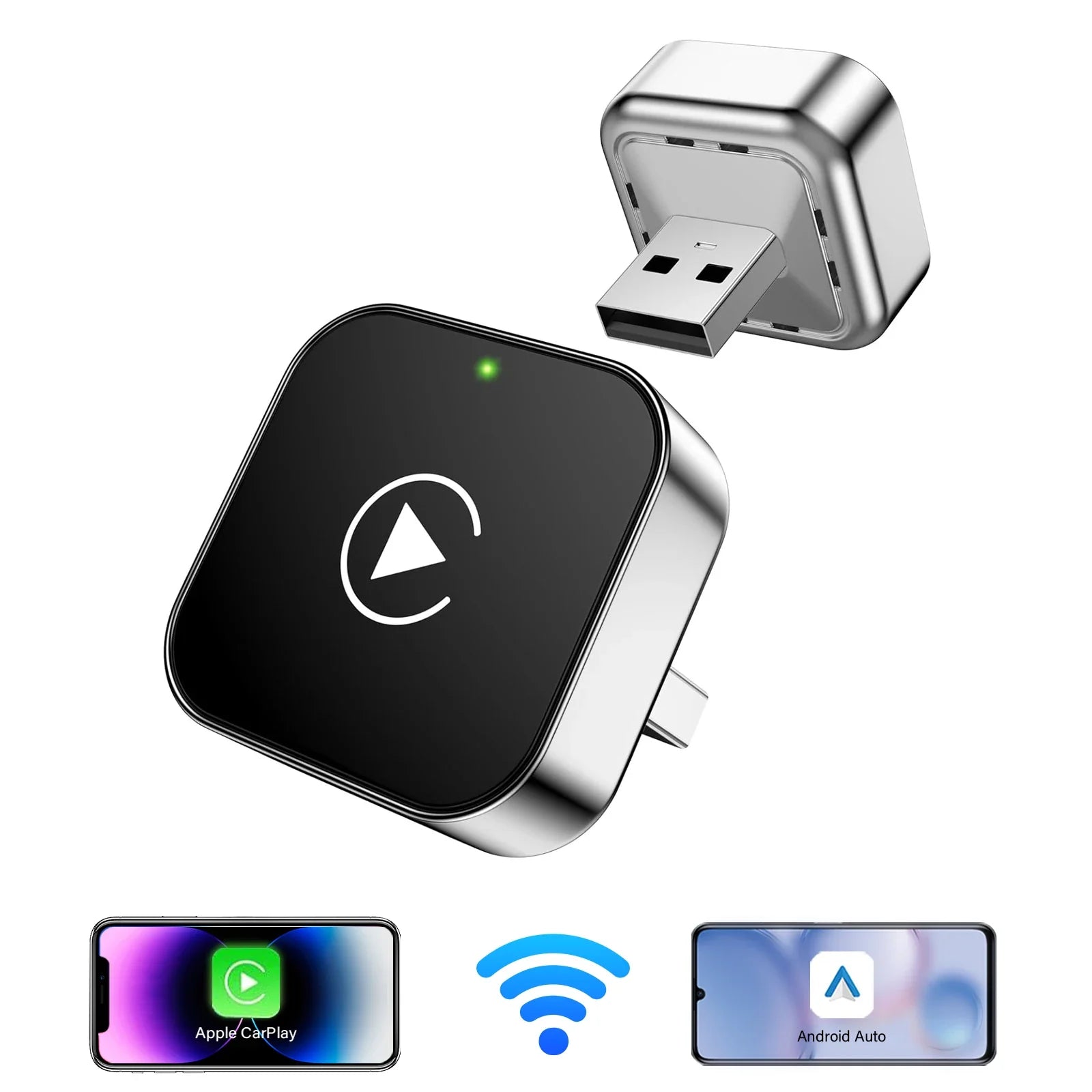 Pionray 2-in-1 Wireless CarPlay Adapter – Android Auto, AI Smart Box for All Cars