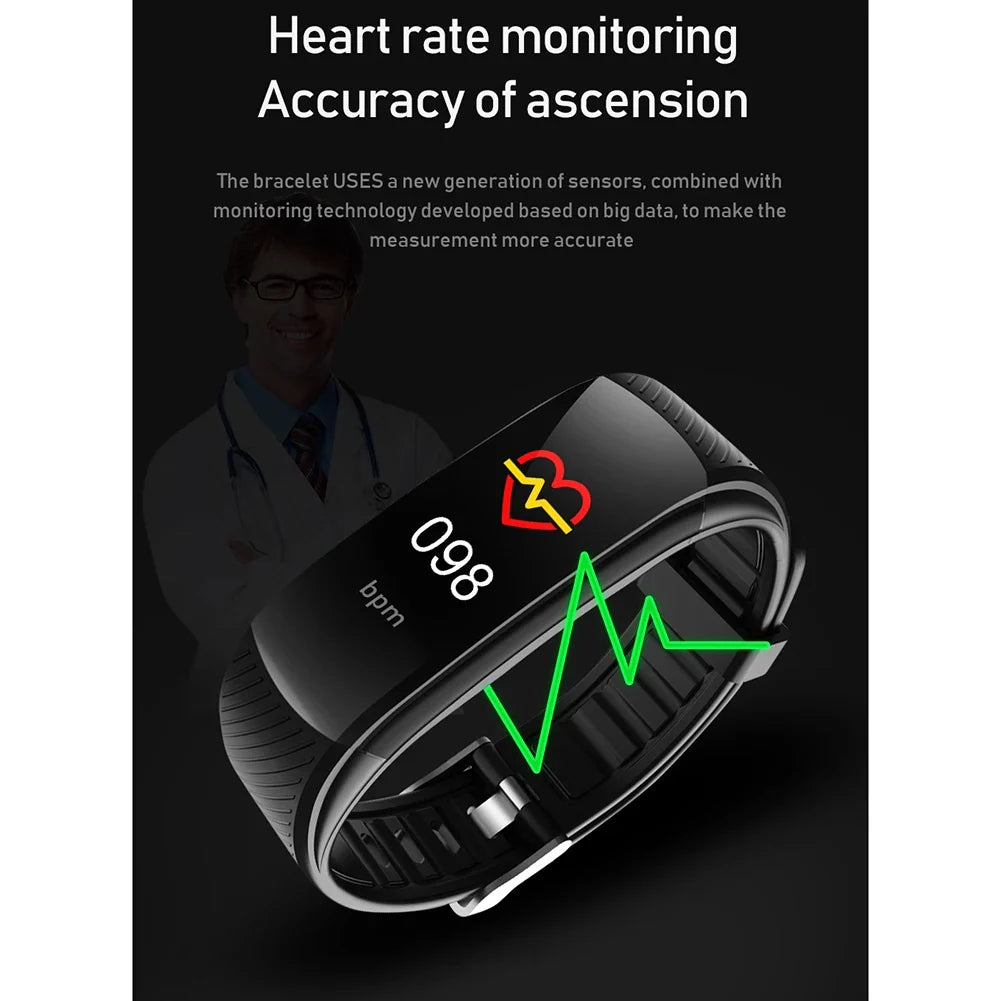 FLLF Fitness Bracelet Blood Pressure Measurement Pedometer Smart Band Heart Rate Monitor Waterproof Health Tracker Watch A