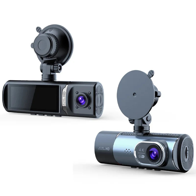 4K UHD 3 Channel Dash Cam with 5G WiFi, Night Vision, GPS & Loop Recording