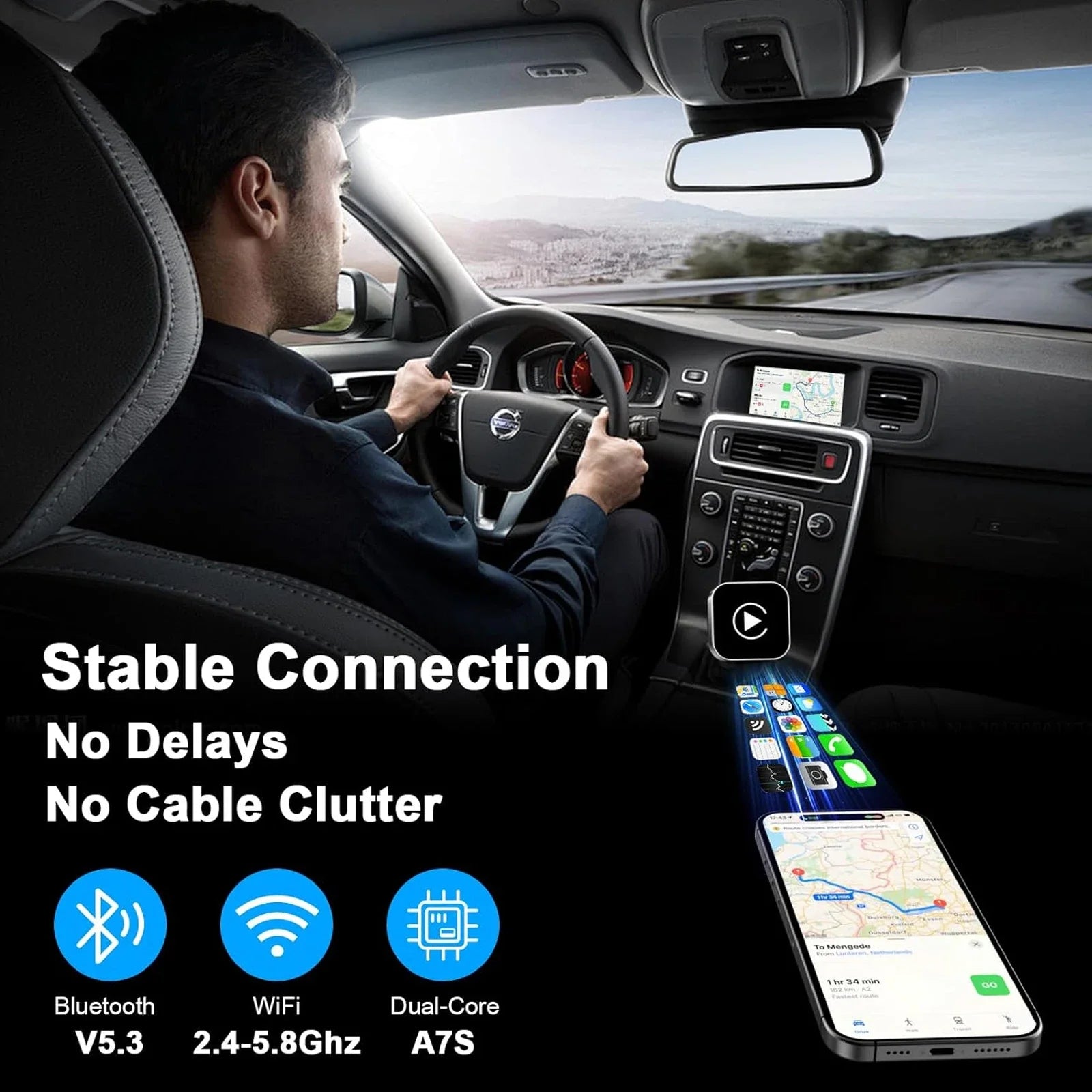 Pionray 2-in-1 Wireless CarPlay Adapter – Android Auto, AI Smart Box for All Cars
