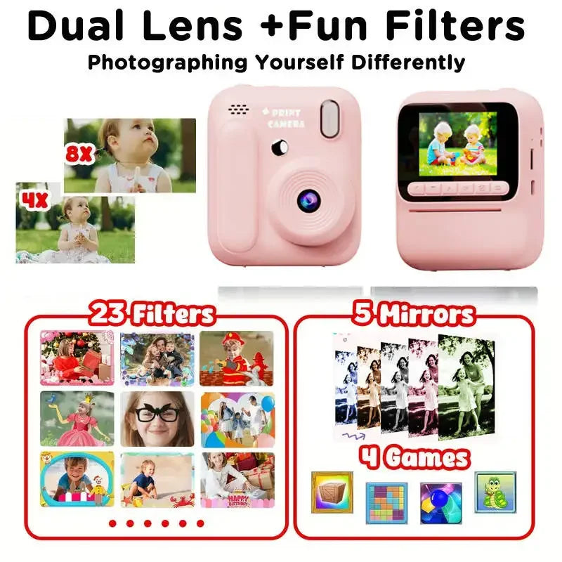 OPPO Kids Instant Camera – 1080P Video, Thermal Print, 32GB, Games & Music