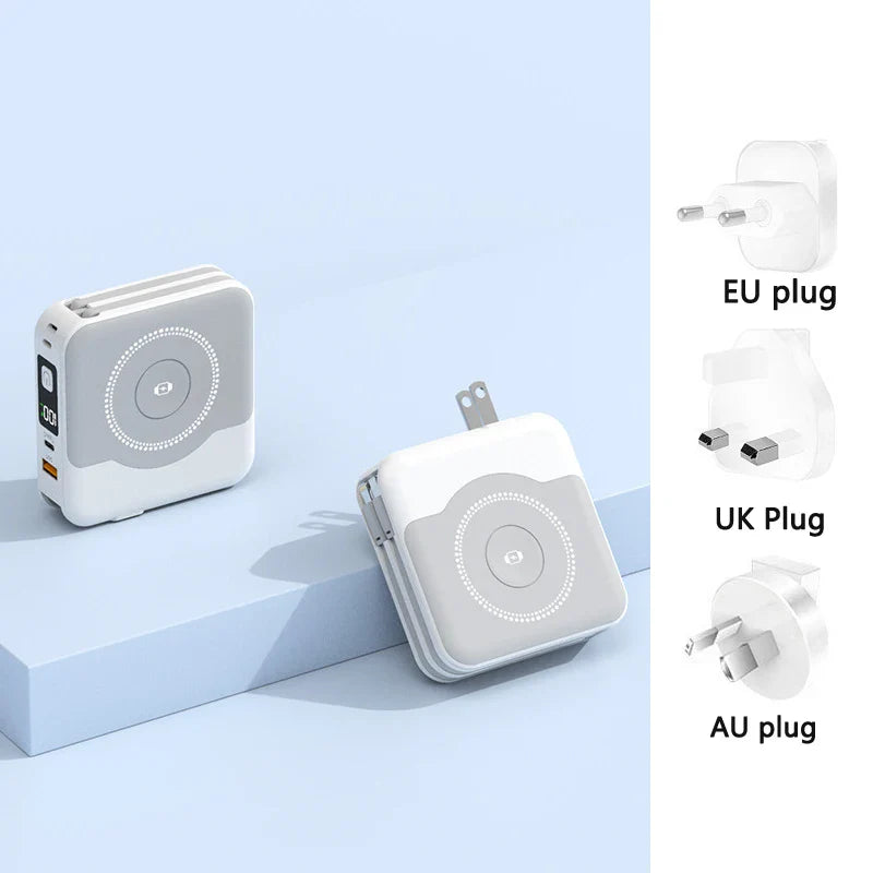 6 in 1 15W Magnetic Wireless Power Bank 22.5W Fast Charging Wall Charger for iPhone iwatch Samsung Powerbank with AC Plug Cable