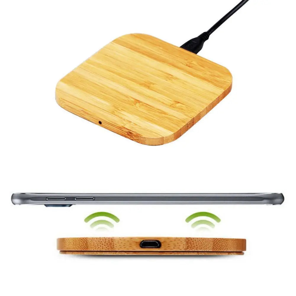 Portable Wireless Charger Charging Slim Wood Pad For 8/ 8 Plus/ X Smart Phone Wireless Charger Pad For S7