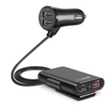 Back Seat Car Charger with 4 USB Ports QC3.0 Fast Charging & Clip Holder