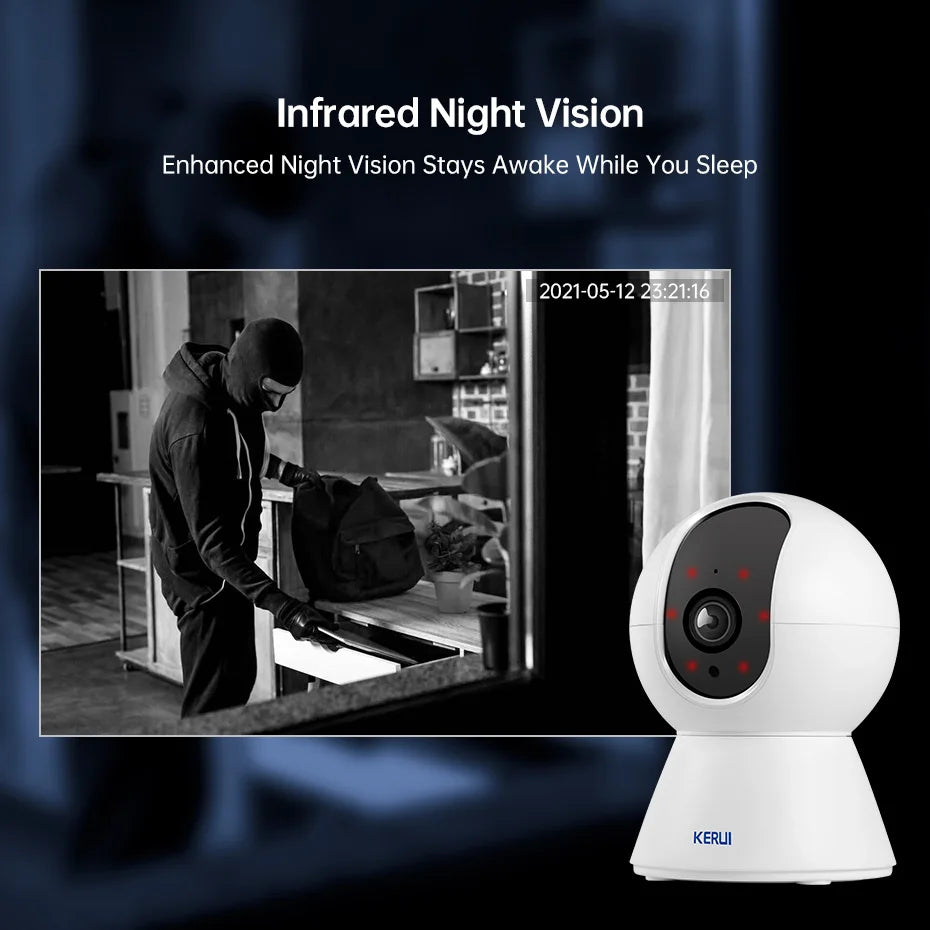 KERUI 5MP 4K Mini WiFi Camera – AI Tracking, Tuya Smart, Indoor CCTV